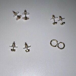 Gold Tone Kendra Scott Earring Studs and Small Hoop Set - 8 Pieces